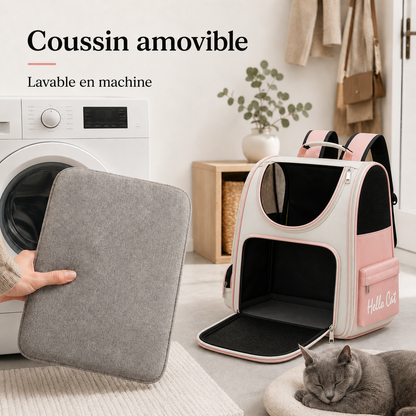 Coussin amovible lavable en machine - Sac � dos ventil� pour chat