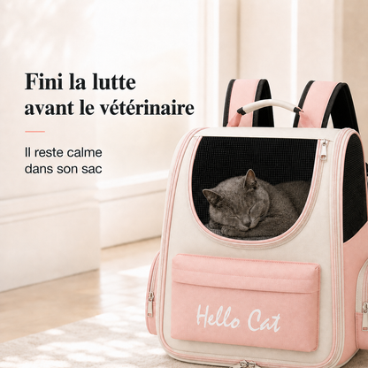 Fini la lutte avant le veterinaire - Sac � dos ventil� pour chat