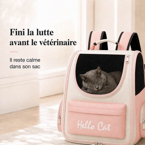 Fini la lutte avant le veterinaire - Sac � dos ventil� pour chat
