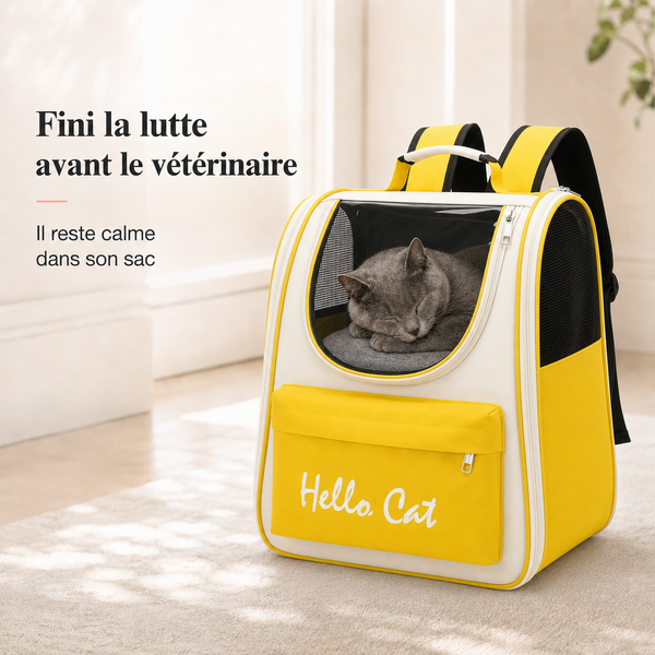 Fini la lutte avant le veterinaire - Sac � dos ventil� pour chaton
