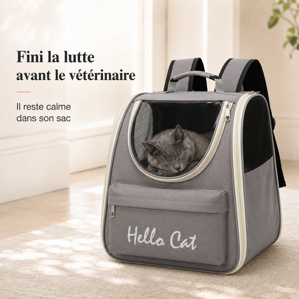 Fini la lutte avant le veterinaire - Sac � dos vision a�r� pour chat