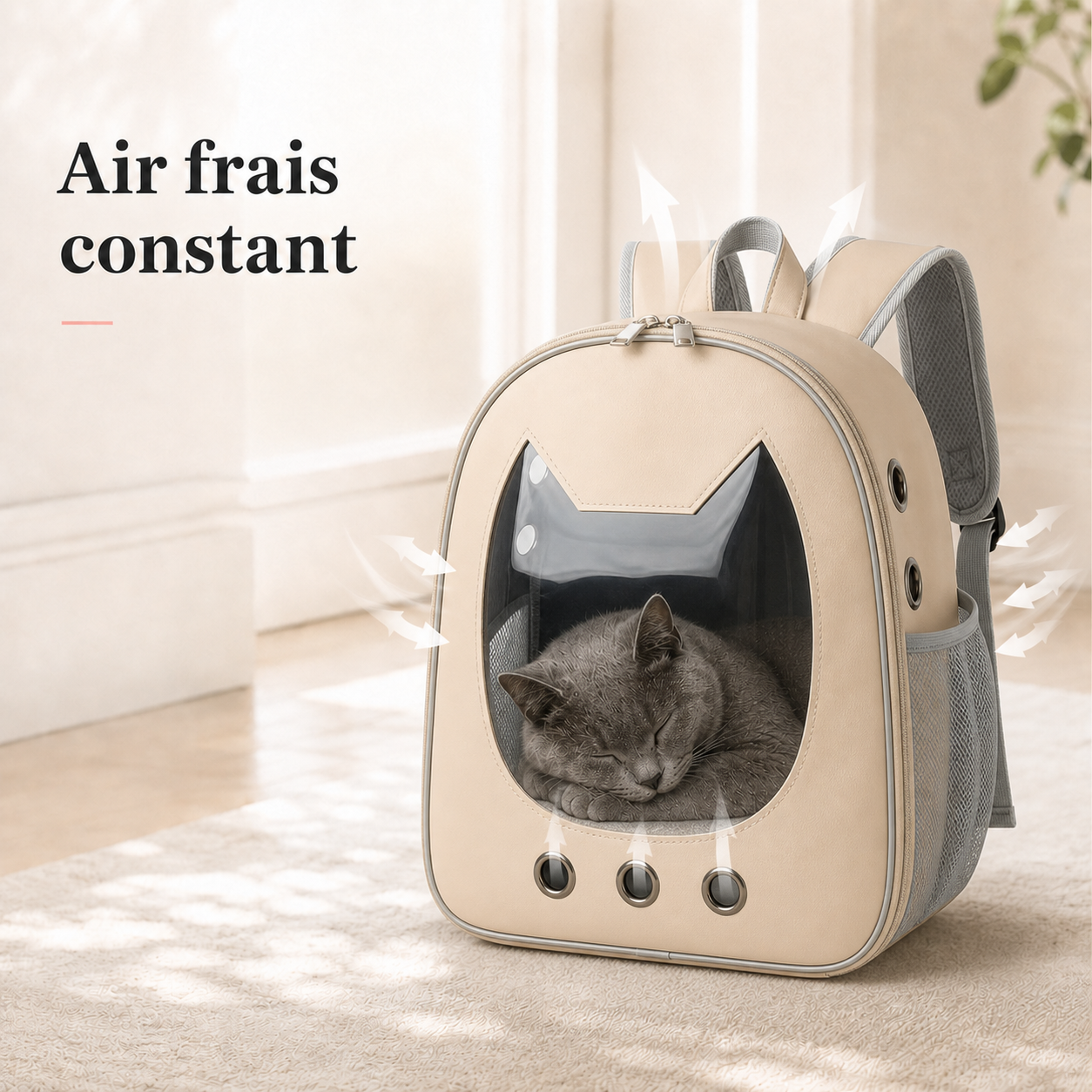 Air frais constant et ventilation - Sac � dos zipp� compact pour chaton