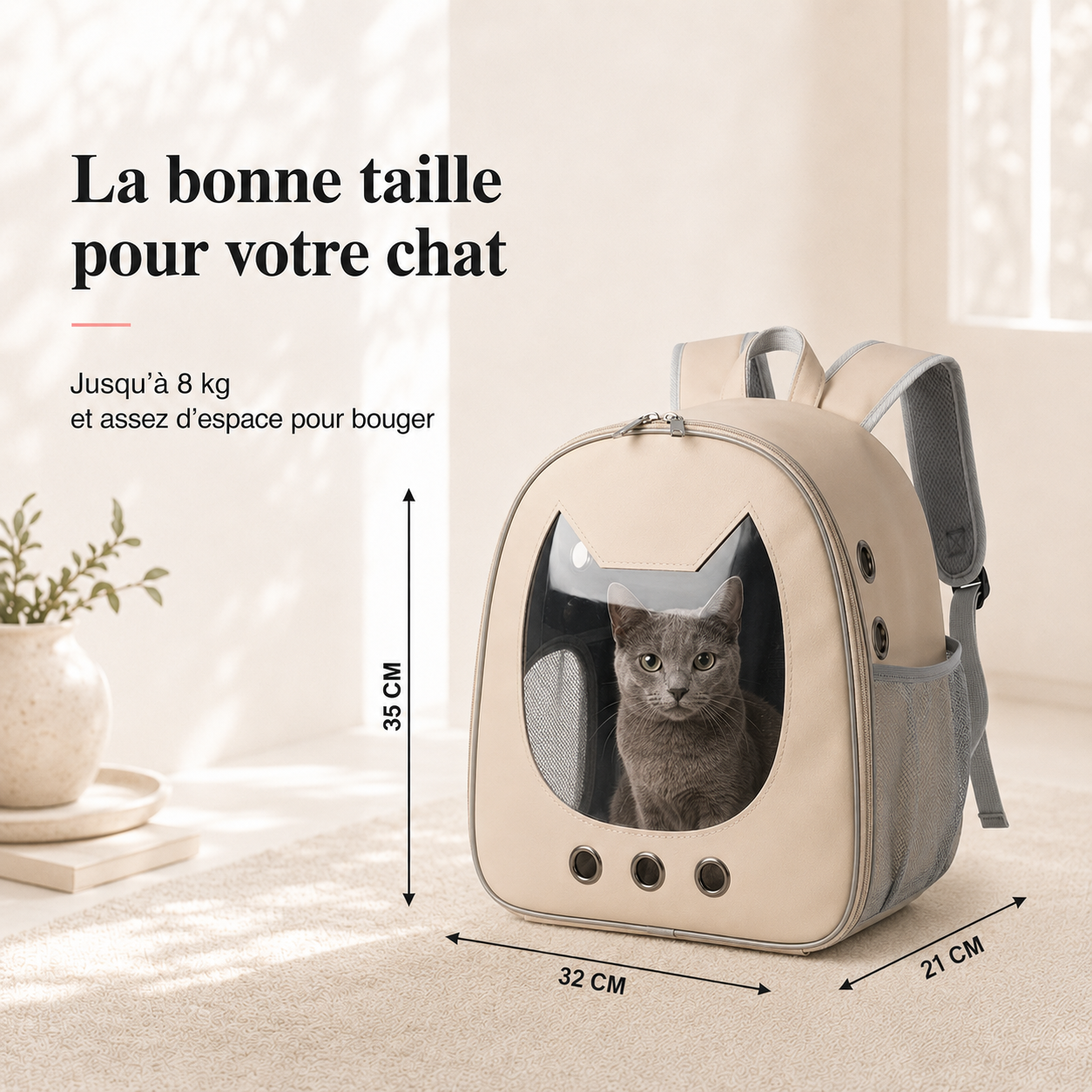 Dimensions et taille adaptee a votre chat - Sac � dos zipp� compact pour chaton