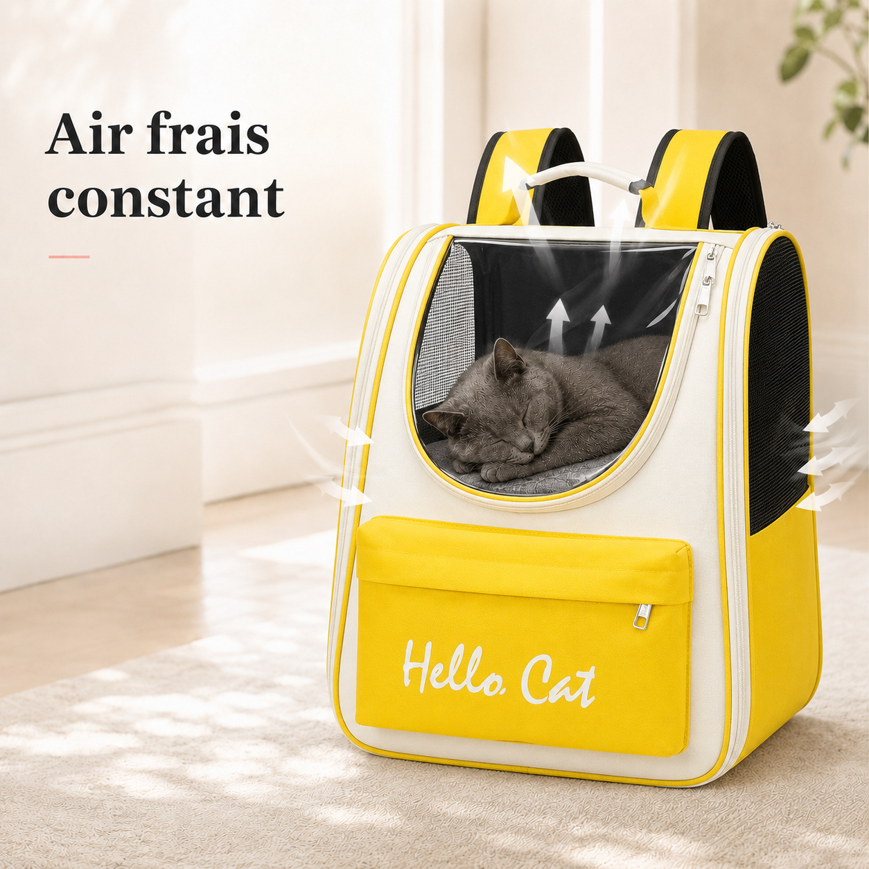 Air frais constant et ventilation - Sac � dos zipp� pour chat