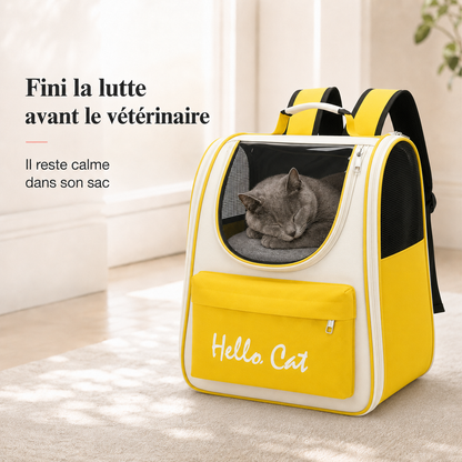 Fini la lutte avant le veterinaire - Sac � dos zipp� pour chat