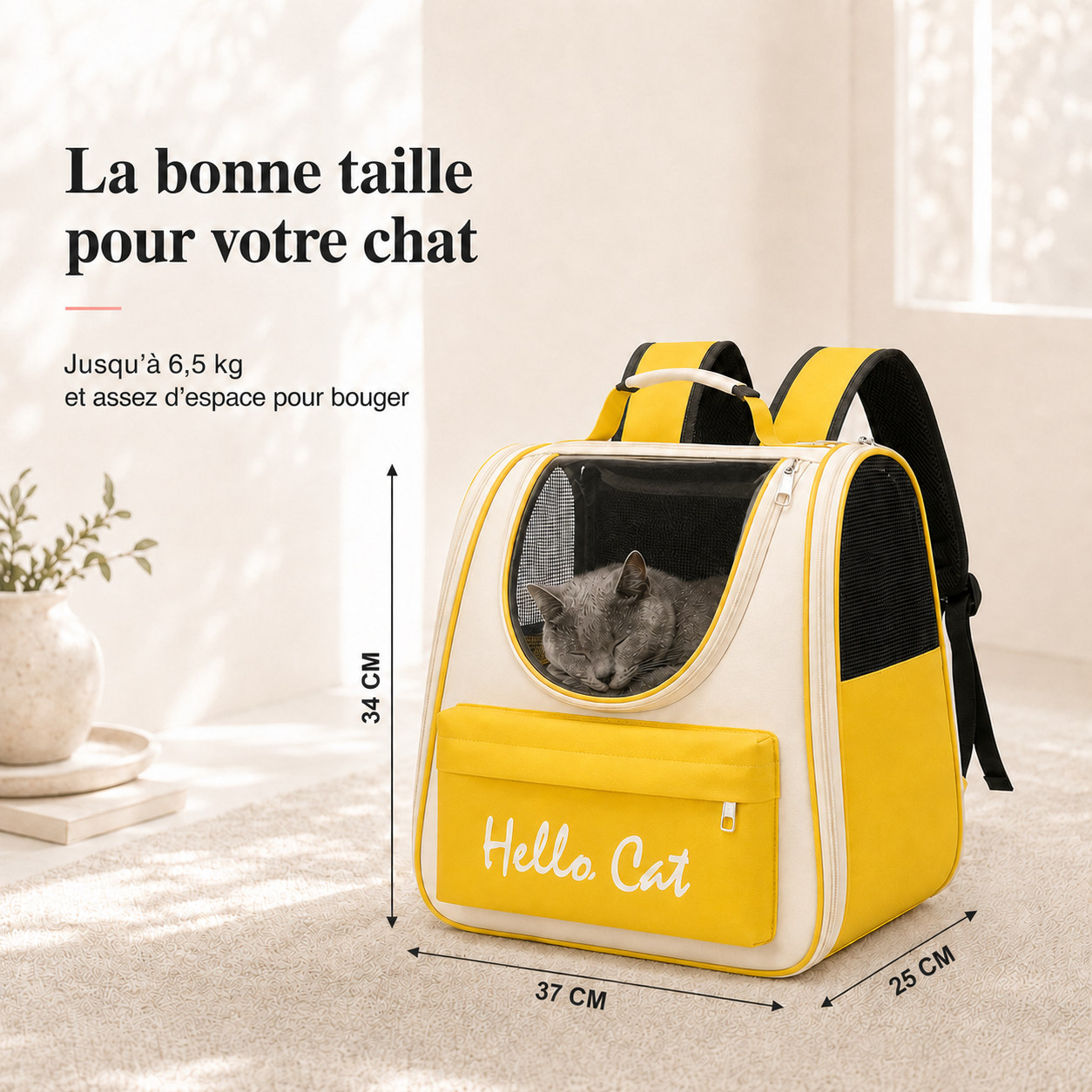 Dimensions et taille adaptee a votre chat - Sac � dos zipp� pour chat