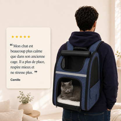 Avis client 5 etoiles - Sac � dos zipp� pour chat adulte