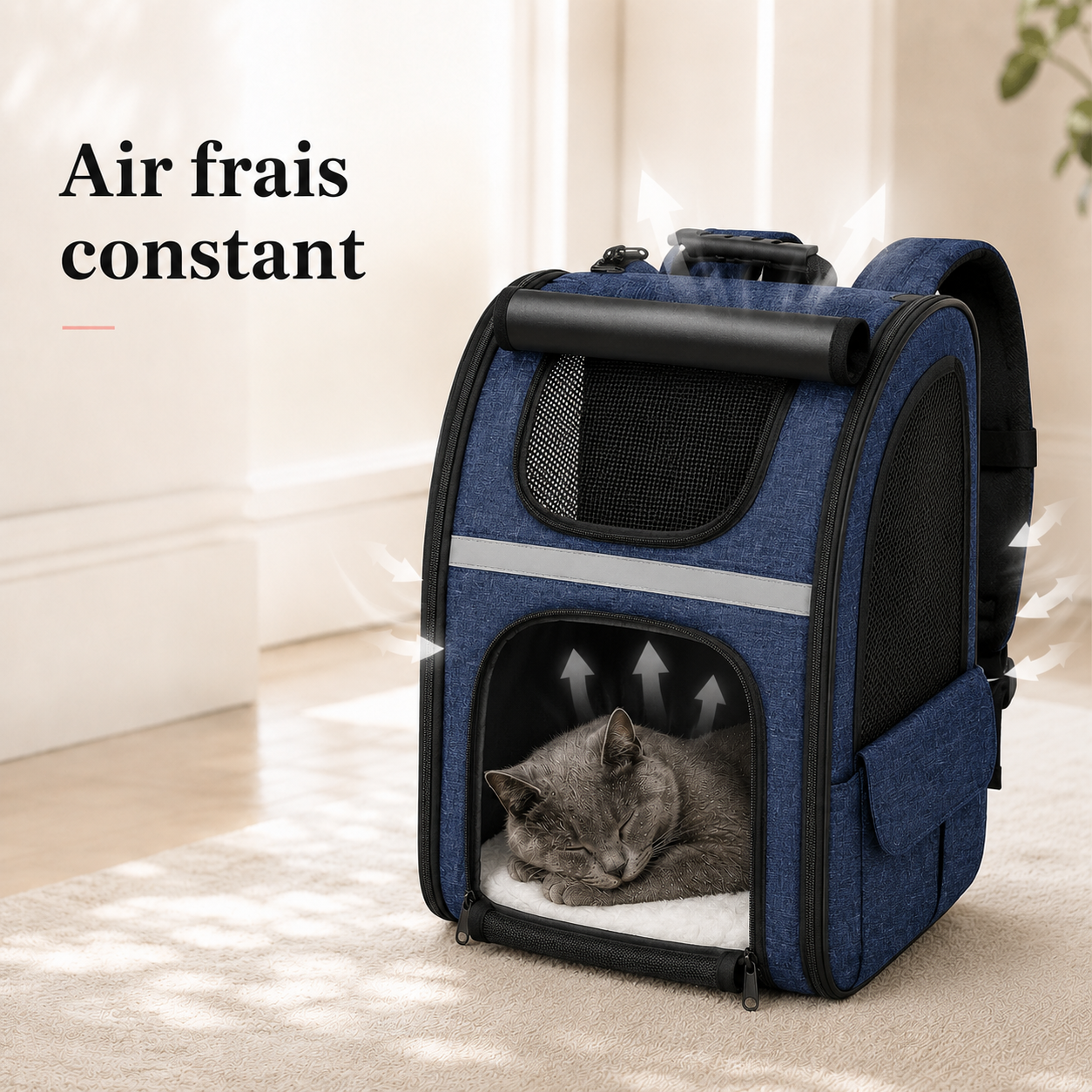 Air frais constant et ventilation - Sac � dos zipp� pour chat adulte