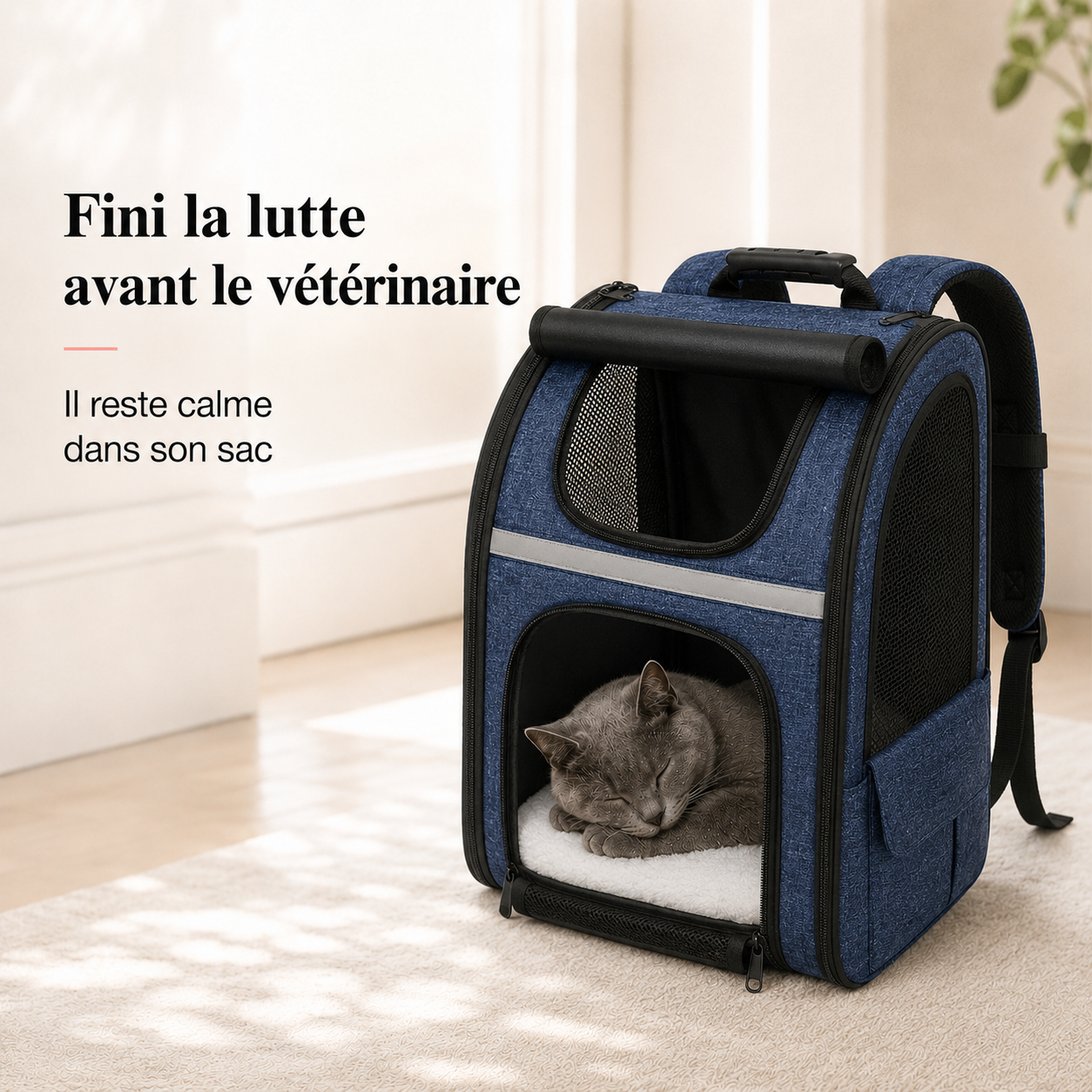 Fini la lutte avant le veterinaire - Sac � dos zipp� pour chat adulte