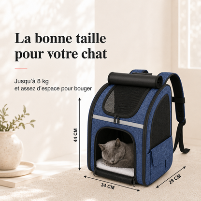 Dimensions et taille adaptee a votre chat - Sac � dos zipp� pour chat adulte