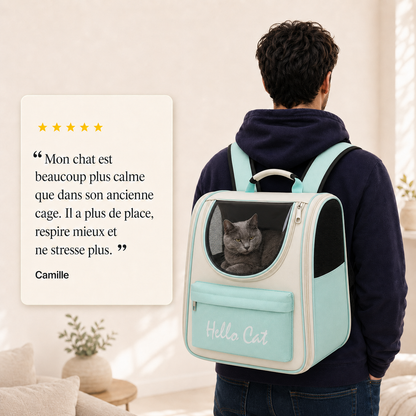 Avis client 5 etoiles - Sac � dos zipp� respirant pour chat