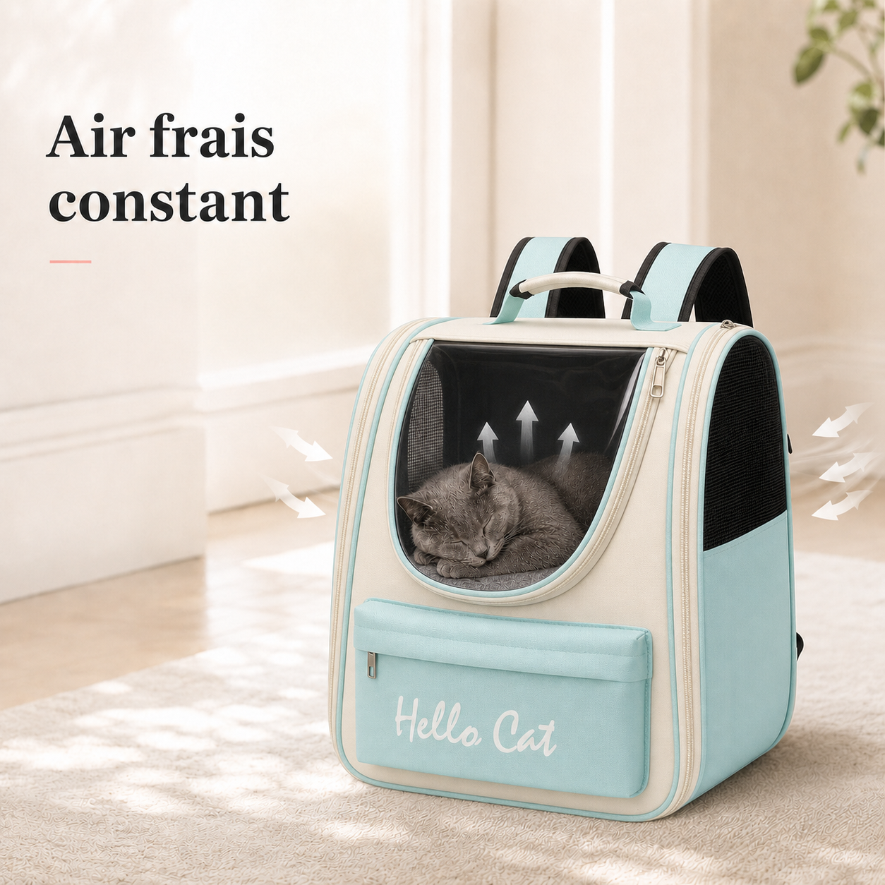 Air frais constant et ventilation - Sac � dos zipp� respirant pour chat