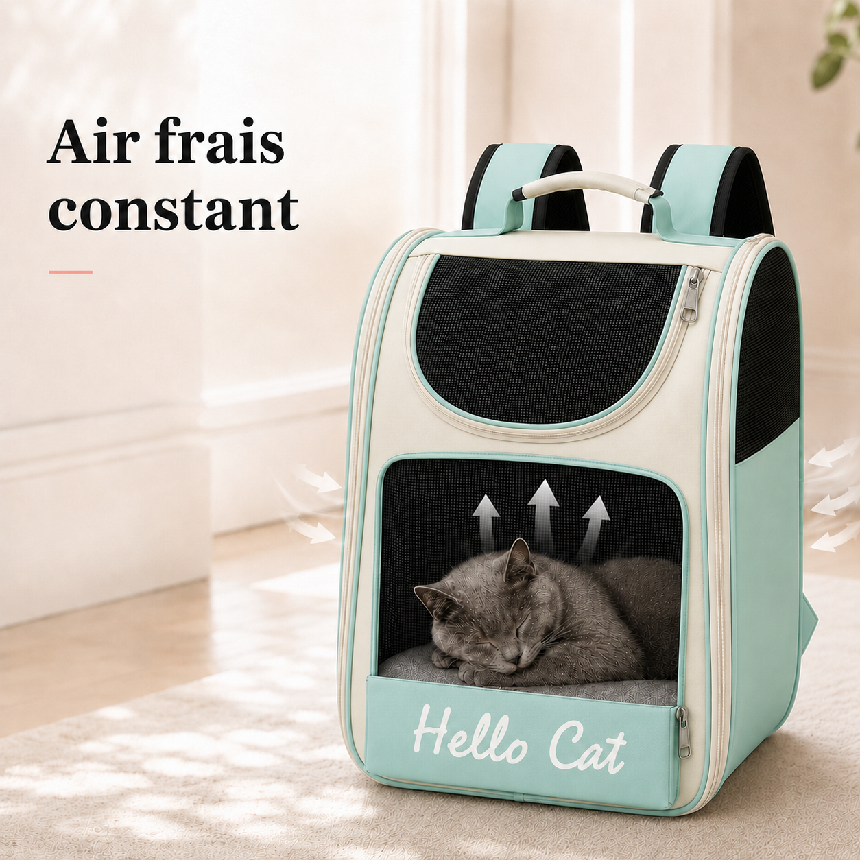 Air frais constant et ventilation - Sac de transport a�r� pour chaton