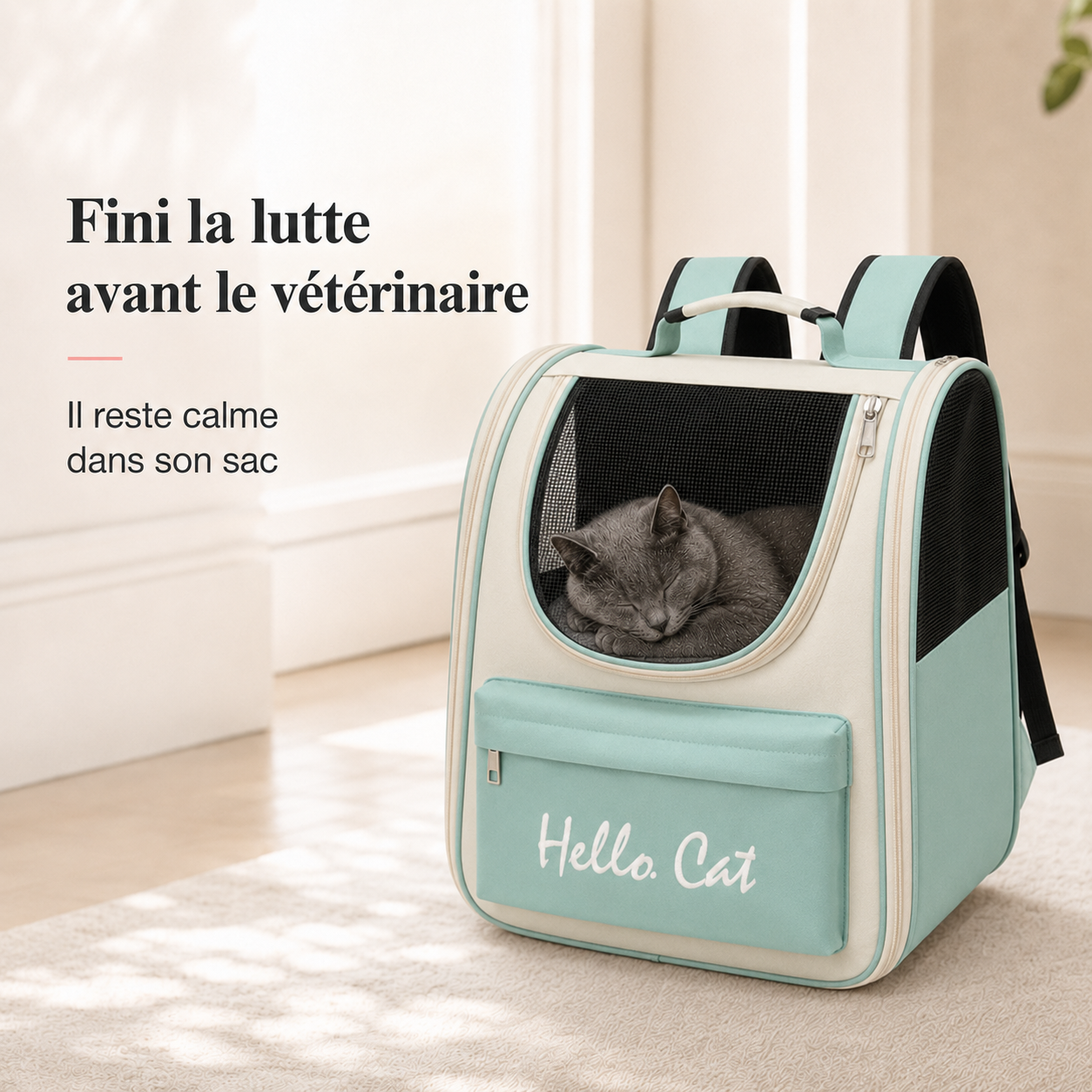 Fini la lutte avant le veterinaire - Sac de transport a�r� pour chaton
