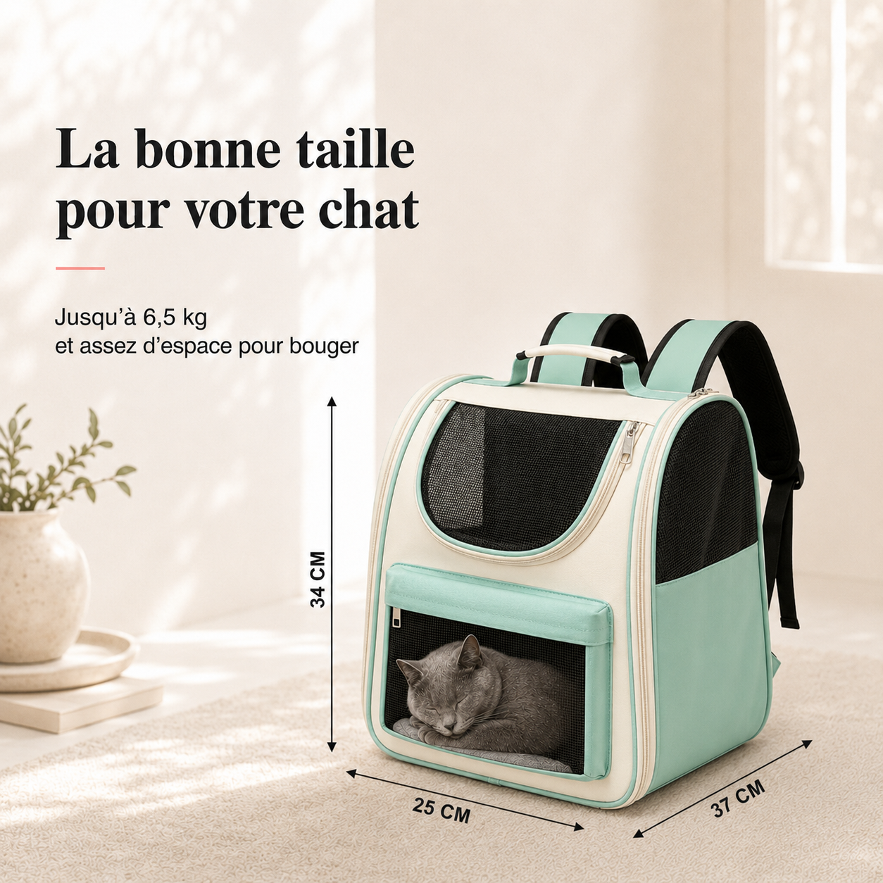 Dimensions et taille adaptee a votre chat - Sac de transport a�r� pour chaton