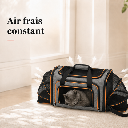 Air frais constant et ventilation - Sac de transport A�ro modulable pour chat