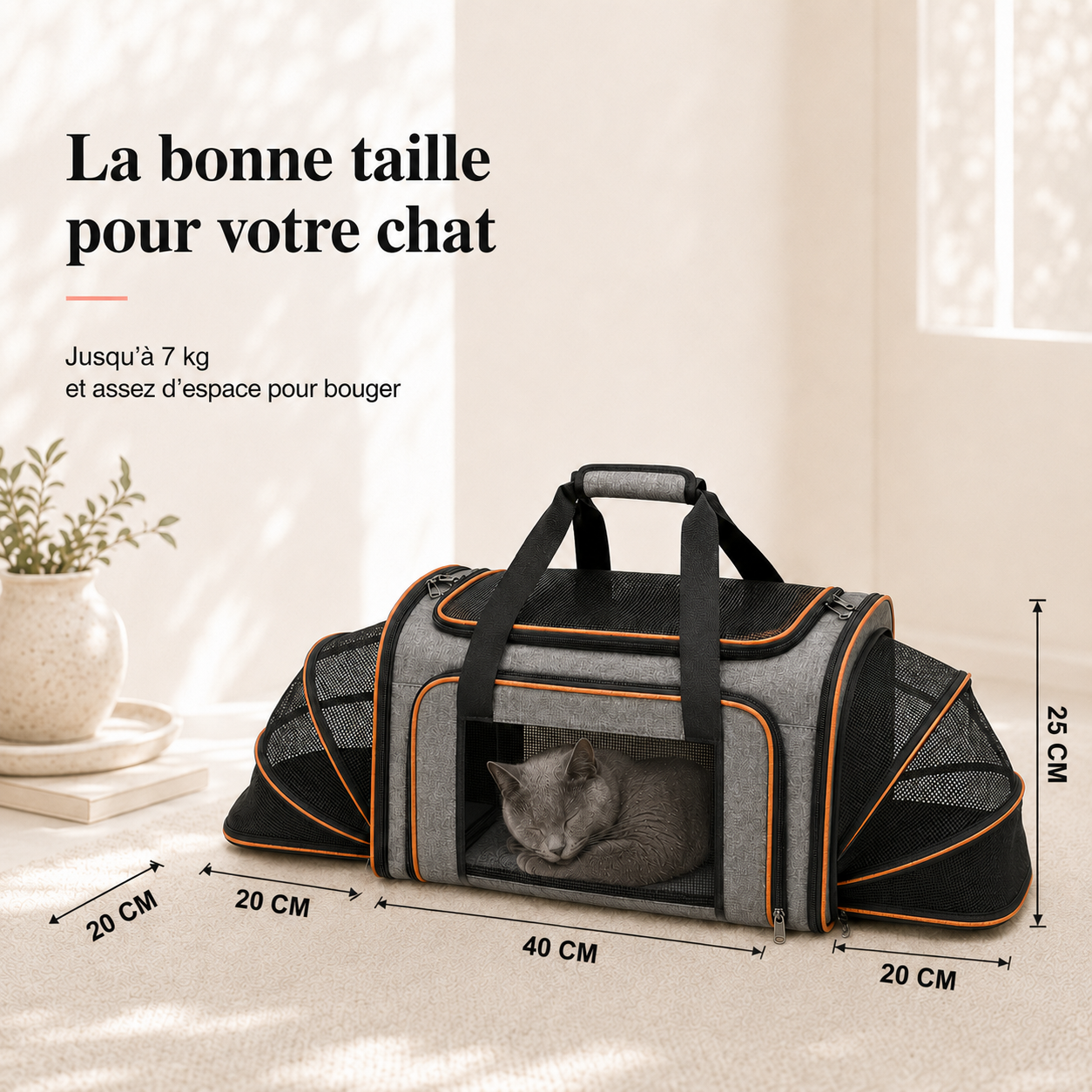 Dimensions et taille adaptee a votre chat - Sac de transport A�ro modulable pour chat