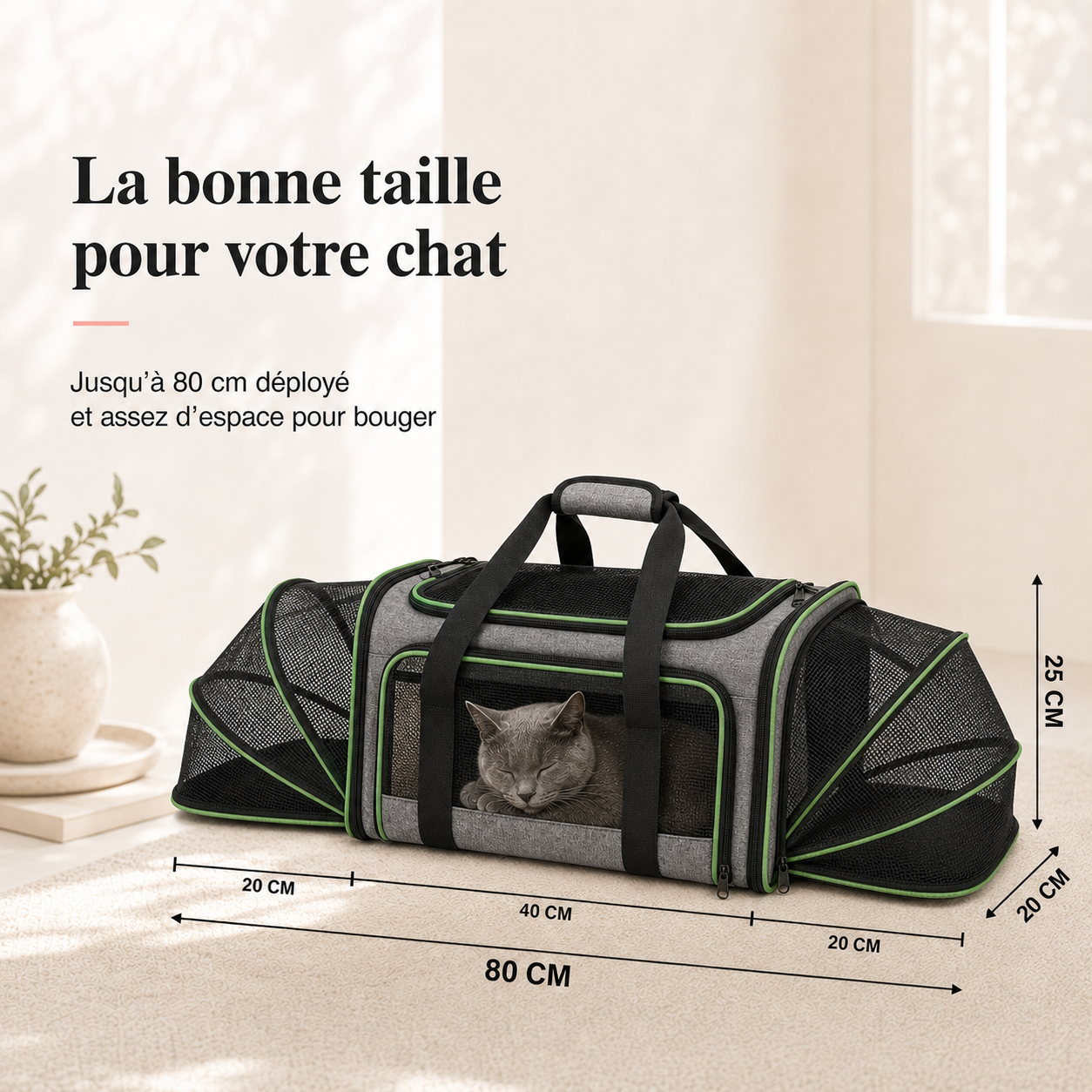Dimensions et taille adaptee a votre chat - Sac de transport d�pliable robuste pour chat