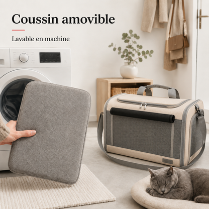 Coussin amovible lavable en machine - Sac de transport en maille pour chat 7kg
