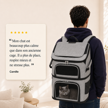Avis client 5 etoiles - Sac de transport espace XXL pour chat