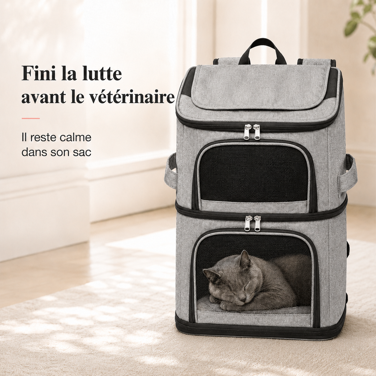 Fini la lutte avant le veterinaire - Sac de transport espace XXL pour chat