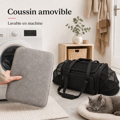 Coussin amovible lavable en machine - Sac de transport grand espace ventil� pour chat