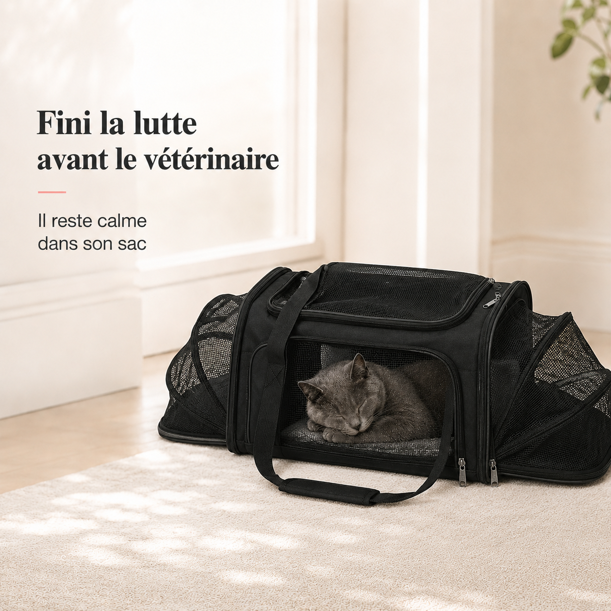 Fini la lutte avant le veterinaire - Sac de transport grand espace ventil� pour chat