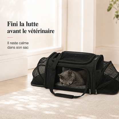 Fini la lutte avant le veterinaire - Sac de transport grand espace ventil� pour chat