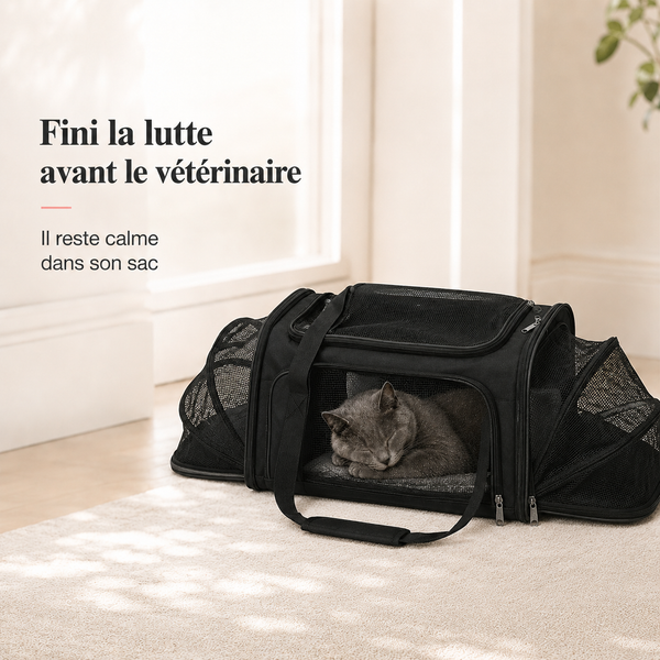 Fini la lutte avant le veterinaire - Sac de transport grand espace ventil� pour chat