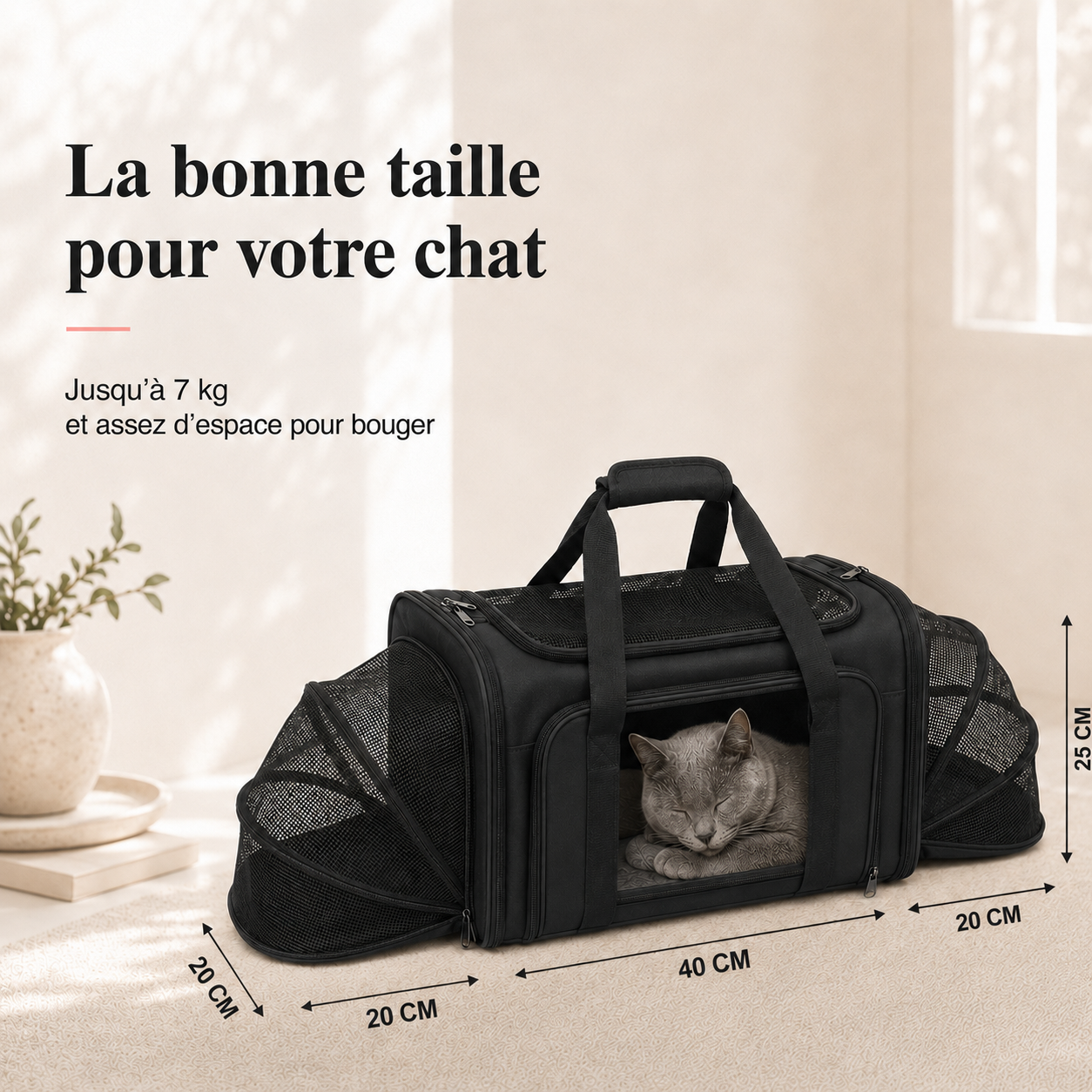 Dimensions et taille adaptee a votre chat - Sac de transport grand espace ventil� pour chat