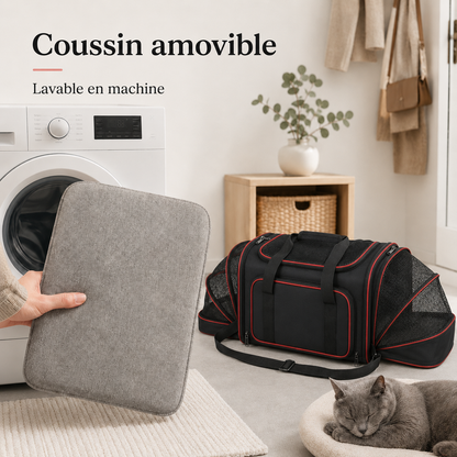 Coussin amovible lavable en machine - Sac de transport modulable s�curis� pour chat