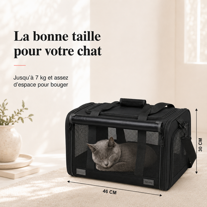 Dimensions et taille adaptee a votre chat - Sac de transport pour chat 7kg - Noir