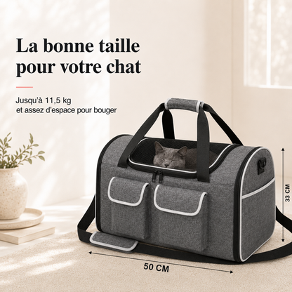 Dimensions et taille adaptee a votre chat - Sac de transport pour chat XXL - Gris