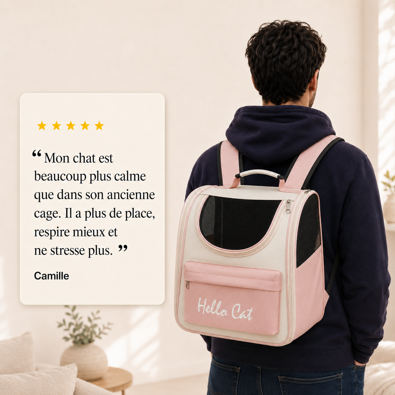 Avis client 5 etoiles - Sac de transport pour chaton ventil� - Rose