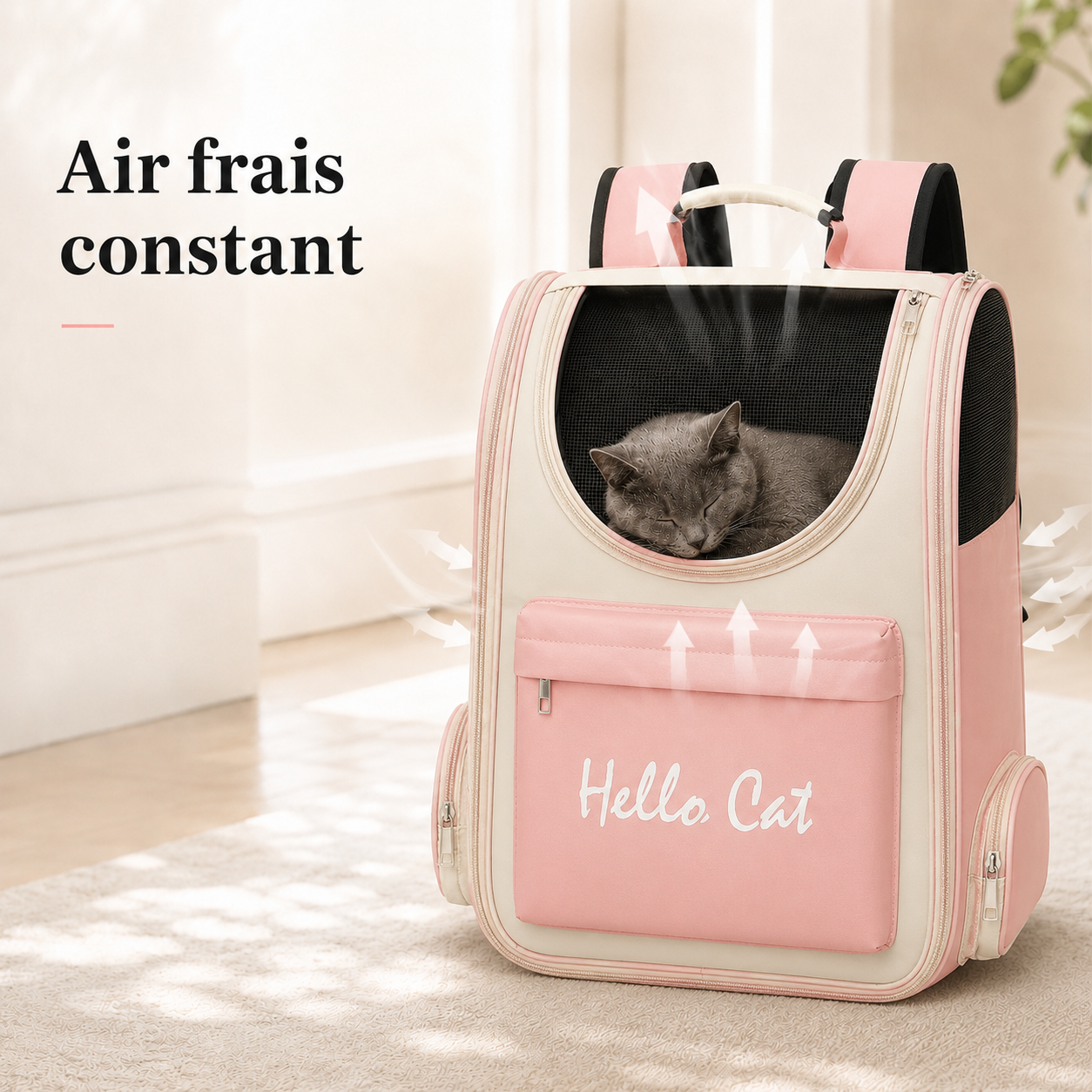 Air frais constant et ventilation - Sac de transport pour chaton ventil� - Rose