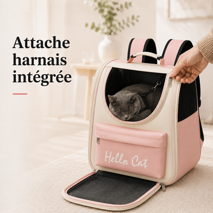 Attache harnais integree - Sac de transport pour chaton ventil� - Rose