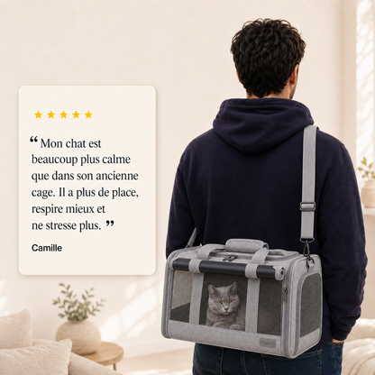 Avis client 5 etoiles - Sac de transport robuste pour chat 7kg