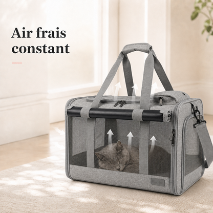 Air frais constant et ventilation - Sac de transport robuste pour chat 7kg