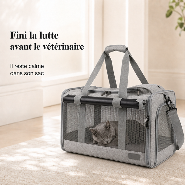 Fini la lutte avant le veterinaire - Sac de transport robuste pour chat 7kg