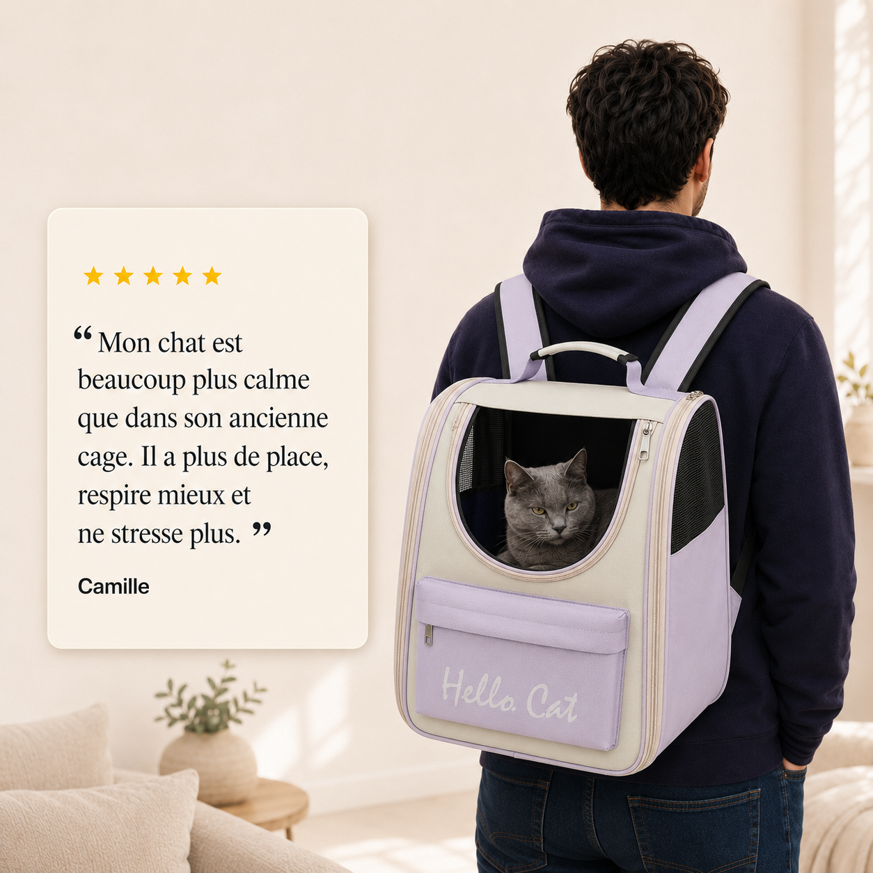 Avis client 5 etoiles - Sac de transport  robuste pour chaton
