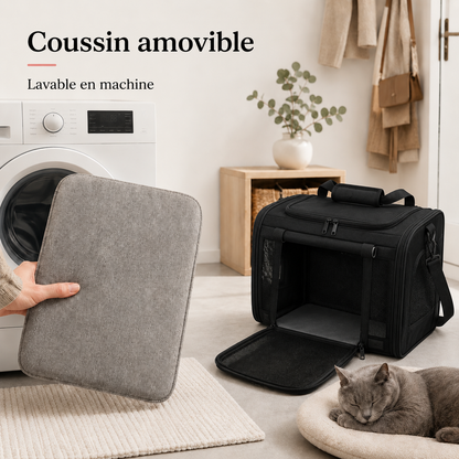 Coussin amovible lavable en machine - Sac de transport souple pour chat