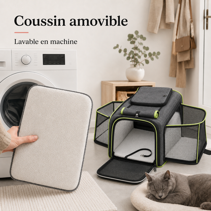 Coussin amovible lavable en machine - Sac de transport spacieux pour chat