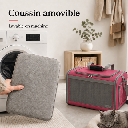 Coussin amovible lavable en machine - Sac de transport transit souple pour chat