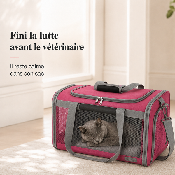 Fini la lutte avant le veterinaire - Sac de transport transit souple pour chat