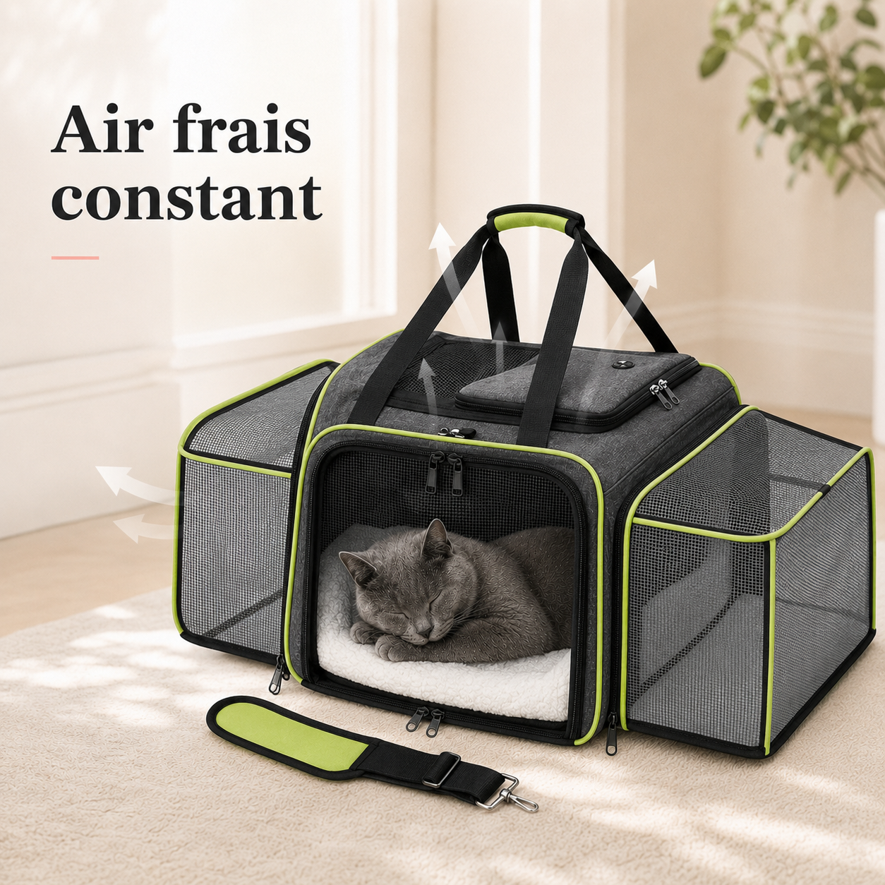Air frais constant et ventilation - Sac de transport ventil� pour chat 7kg