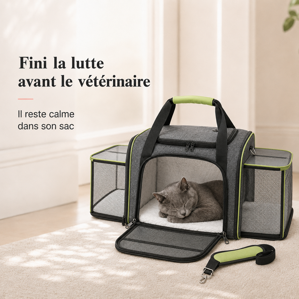 Fini la lutte avant le veterinaire - Sac de transport ventil� pour chat 7kg
