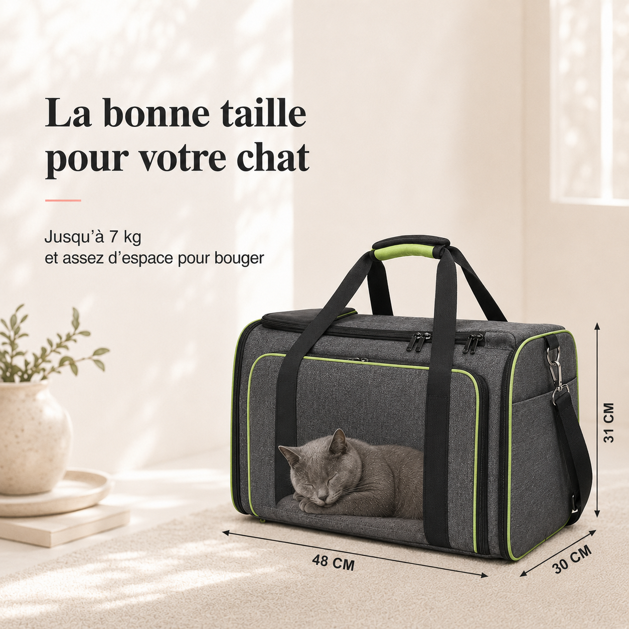 Dimensions et taille adaptee a votre chat - Sac de transport ventil� pour chat 7kg