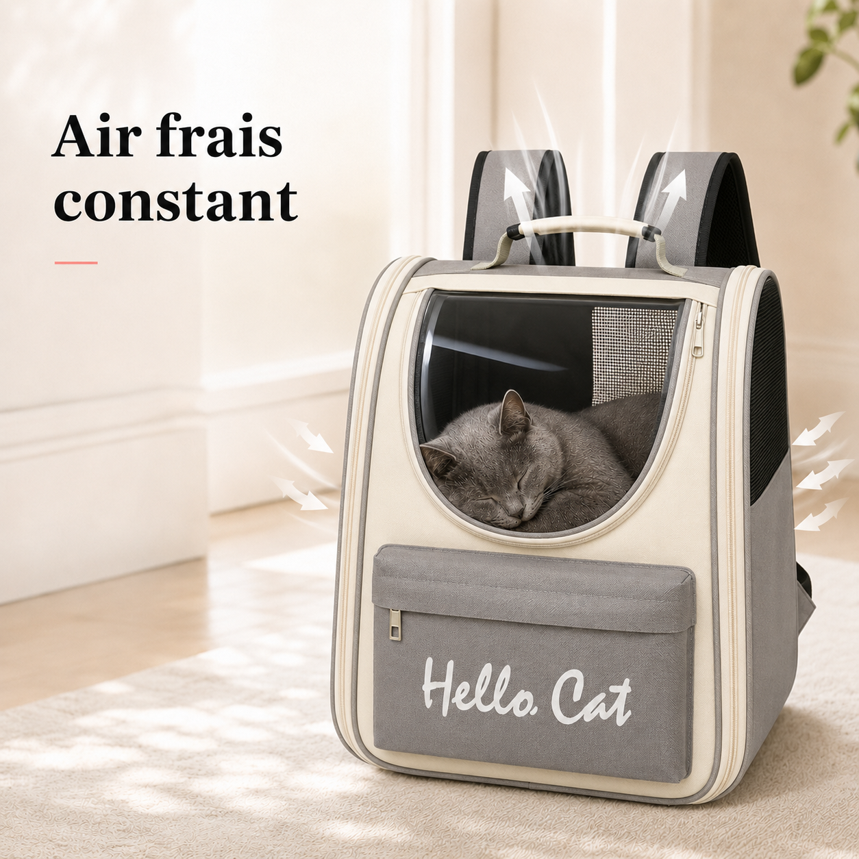 Air frais constant et ventilation - Sac de transport zipp� pour chaton