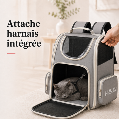 Attache harnais integree - Sac de transport zipp� pour chaton