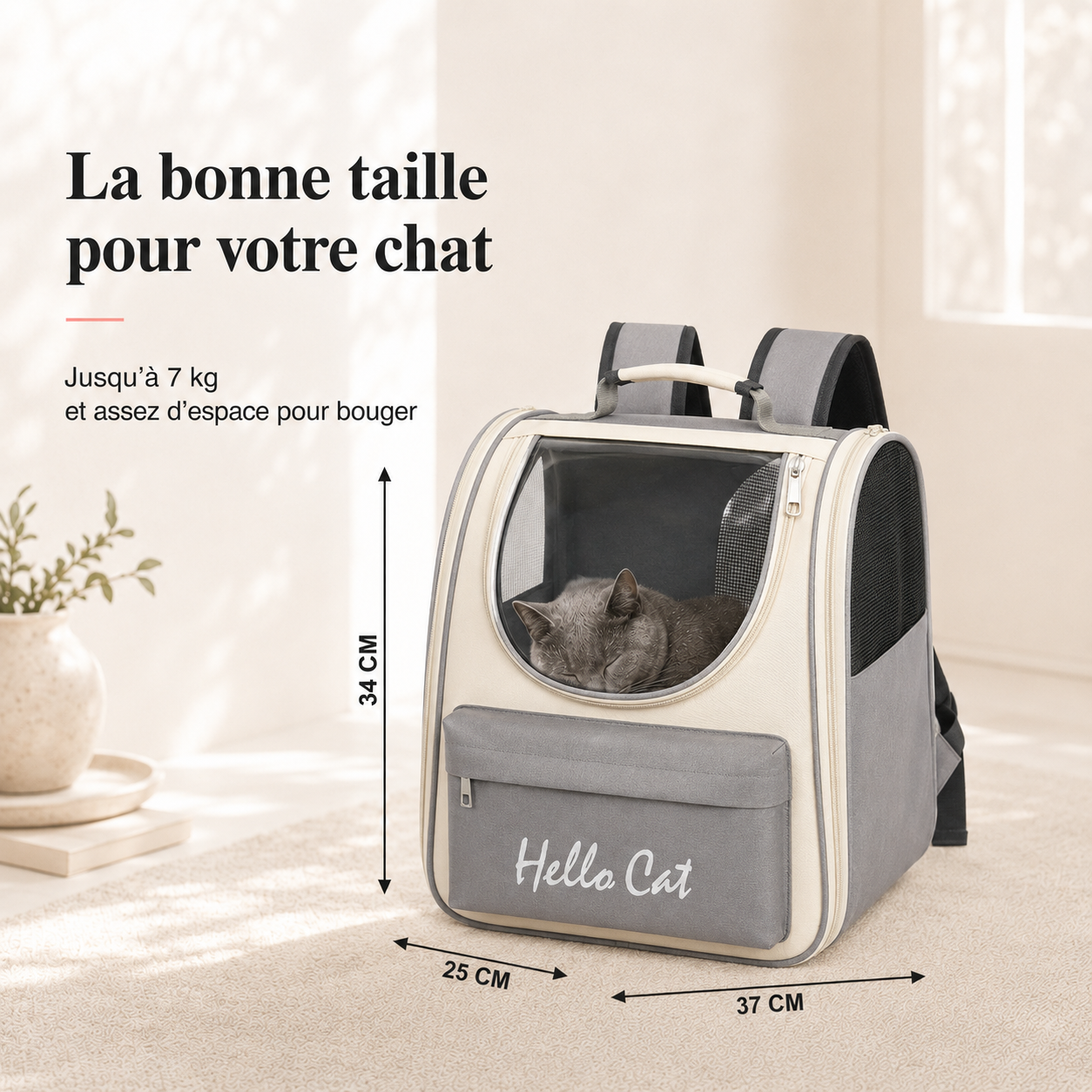 Dimensions et taille adaptee a votre chat - Sac de transport zipp� pour chaton